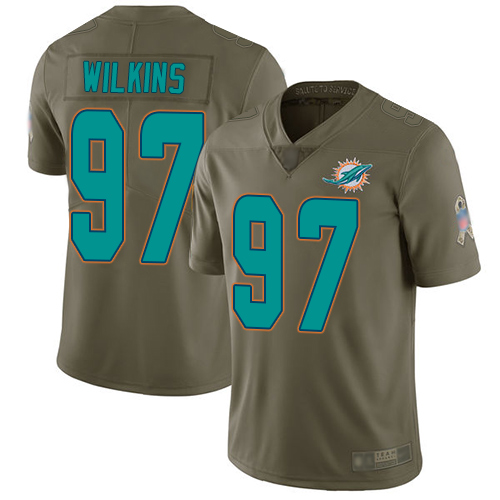 Nike Miami Dolphins #97 Christian Wilkins Olive Men Stitched NFL Limited 2017 Salute To Service Jersey